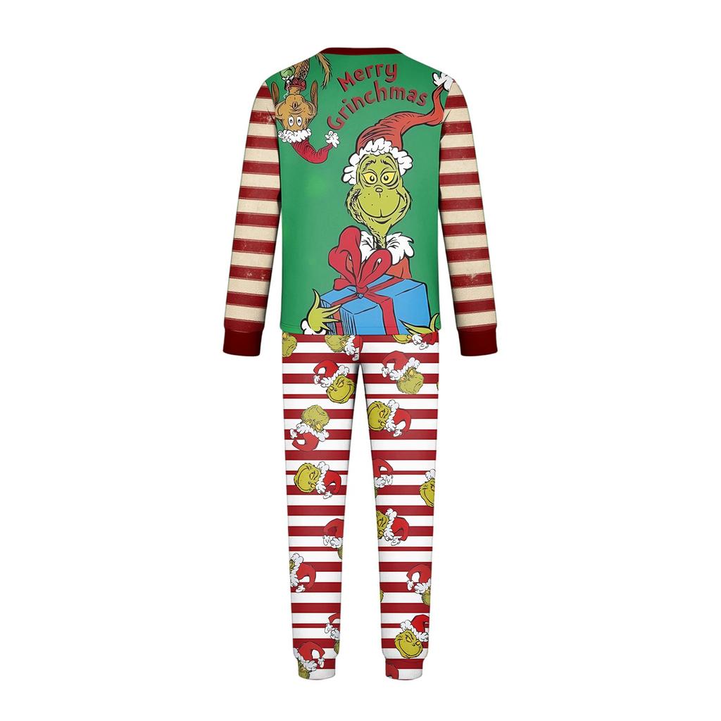 Matching Family Christmas Pajama Set Long Sleeve Neck Top with Pants for Parents and Kids