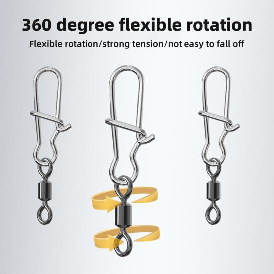 50Pcs Fishing Connector Gear Set Stainless Steel Pins 360-Degree Rotation Strong Tension Mini Size Swivel Cotter Pins