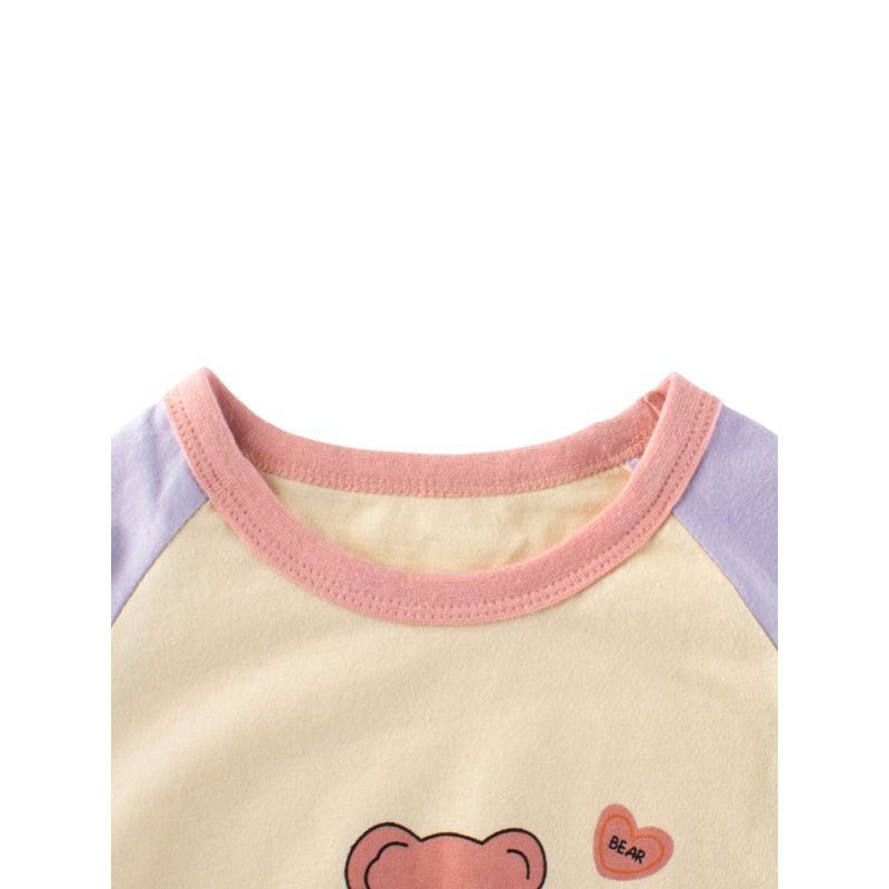 27home Children's Clothing Spring and Autumn Babies' Long Sleeve T-shirt Girl Bear Raglan Sleeve Clothes Baby Cotton Base Shirt