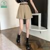 Women's Loose High-waisted Wide-leg Pants Thin Suit Shorts Summertime Korean Version Rolled-up Casual Shorts
