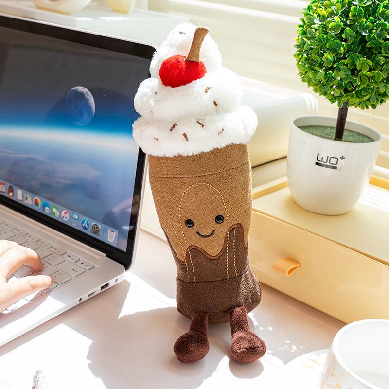 Cartoon Simulation Chocolate Ice Cream Doll Ice Cream Milk Tea Plush Toy Doll Ice Cream Ornament Decoration