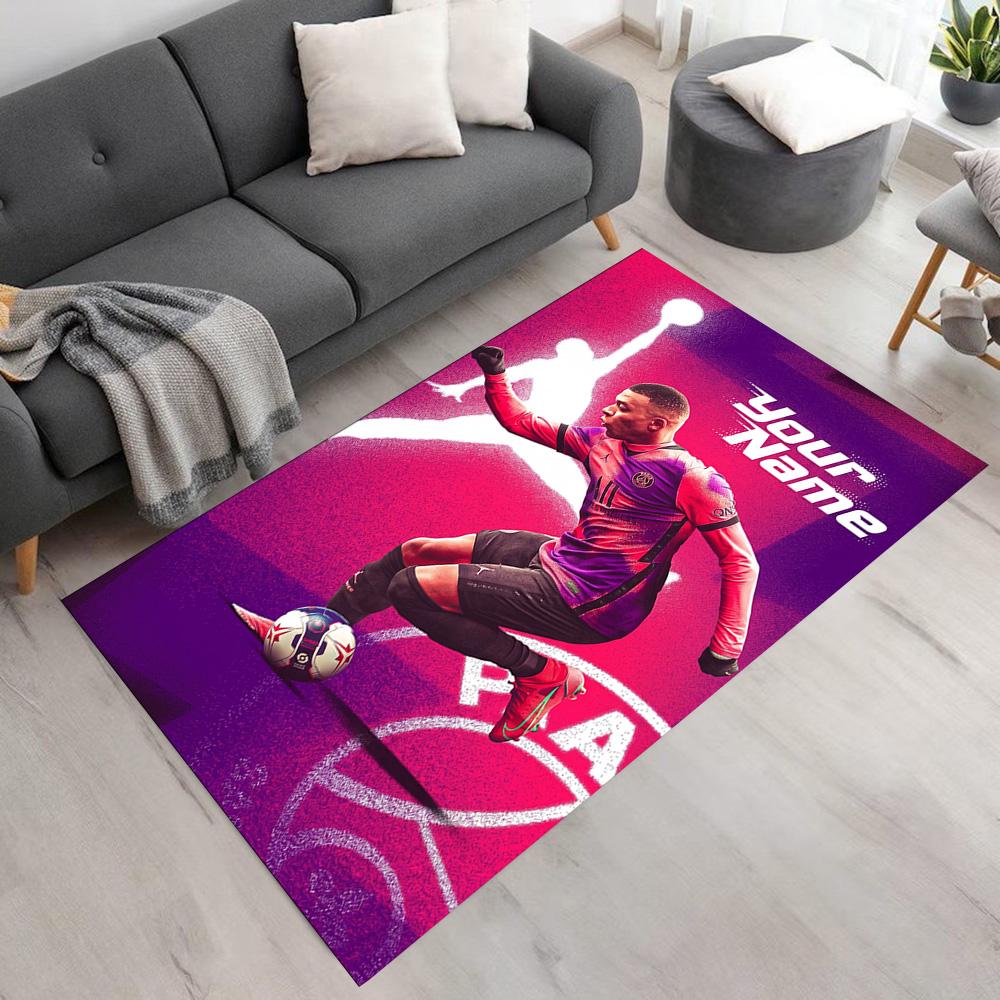 Mbappé Personalized Text Area Rug Perfect for Living Rooms Foyer Bedrooms Study room Antislip Carpet Anime Office Decor Best for Christmas