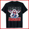 Unisex Shirt Cotton Oversize Large Size Jesus Was An American USA Funny Black Cotton T-Shirt