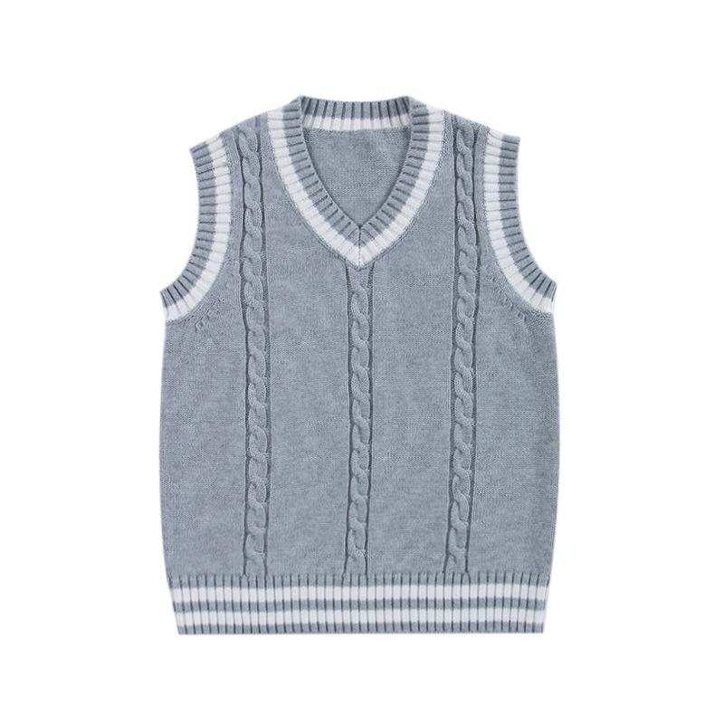 Women's College Style Knitted Vest: 2024 Spring/Autumn Wool Sleeveless Sweater Layering Top