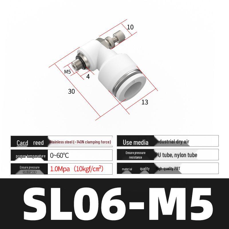 Pneumatyczny regulowany zawór dławiący serii SL (4/6/8/10/12) dla złącza rurki pneumatycznej i cylindra