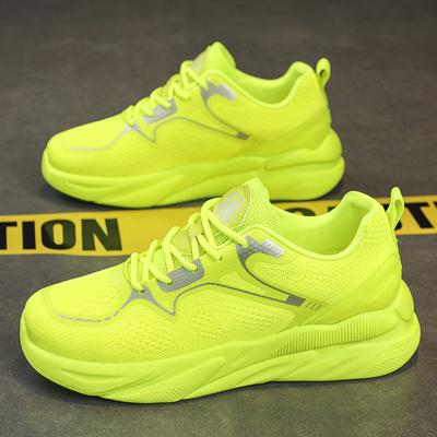 Summer Knit Man Green Sneakers Fashion Breathable Lace-up Men's Casual Shoes Outdoor Comfortable Non-slip Platform Sneakers Men