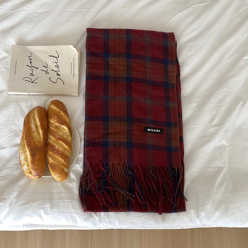2025 Winter Red Plaid Imitation Cashmere Scarf - Warm Neck Warmer for Women & Couples