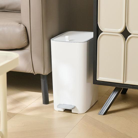 Slim Bathroom Trash Can 2 Gal/ 3 Gal Garbage Can with Lid Soft Close Step Pedal Trash Bin Odor Control Waste Bin for Bathroom Bedroom Kitchen Office