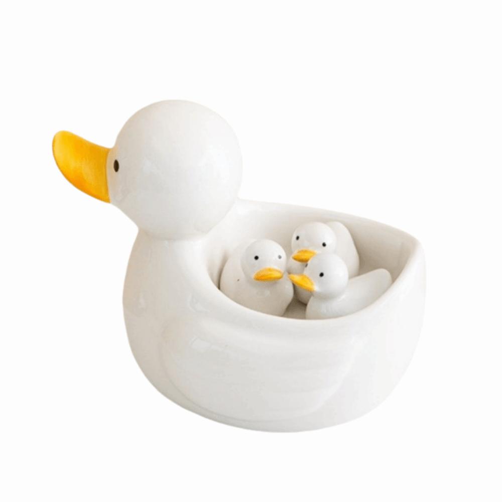 Creative Ceramic Chopstick Stand Cute Duck Shape Duck Chopstick Holder Hand-painted Practical Writing Brush Pen Holder