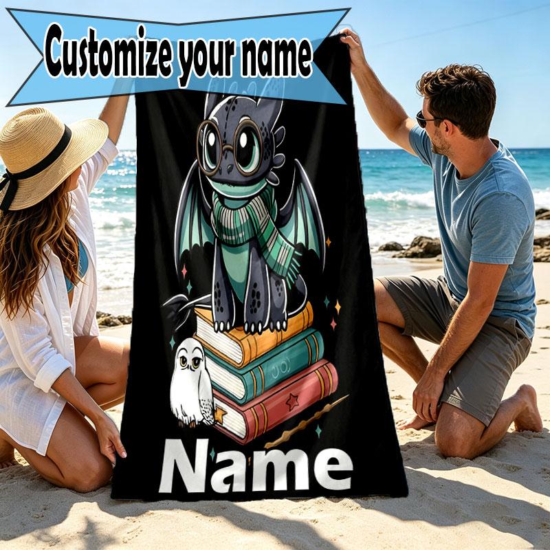 Custom Name Personalized How to Train Your Dragon Print Beach Towel, for Trip Camping Beach Party Home Decor, Birthday Gift for Family & Friends