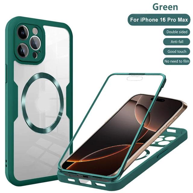 For IPhone 16 15 14 11 12 13 Pro Max 360° Fully Protected Double-sided Magnetic Cases For Magsafe Wireless Charge Protect  Cover