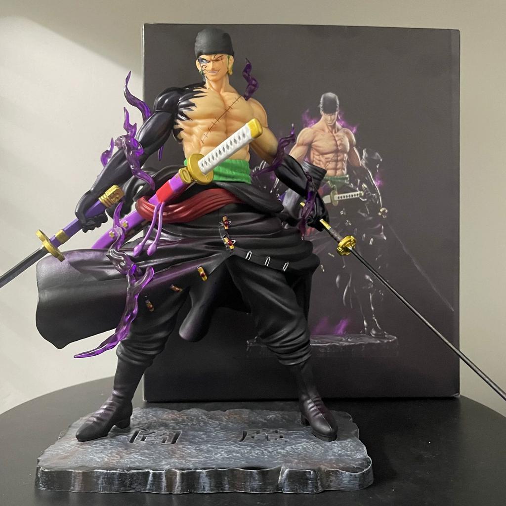 24cm One Piece Enma Zoro PVC Figure Three Sword Samurai Roronoa Zoro Figure Battle Form Statue Desktop Ornament Anime Toy Gifts
