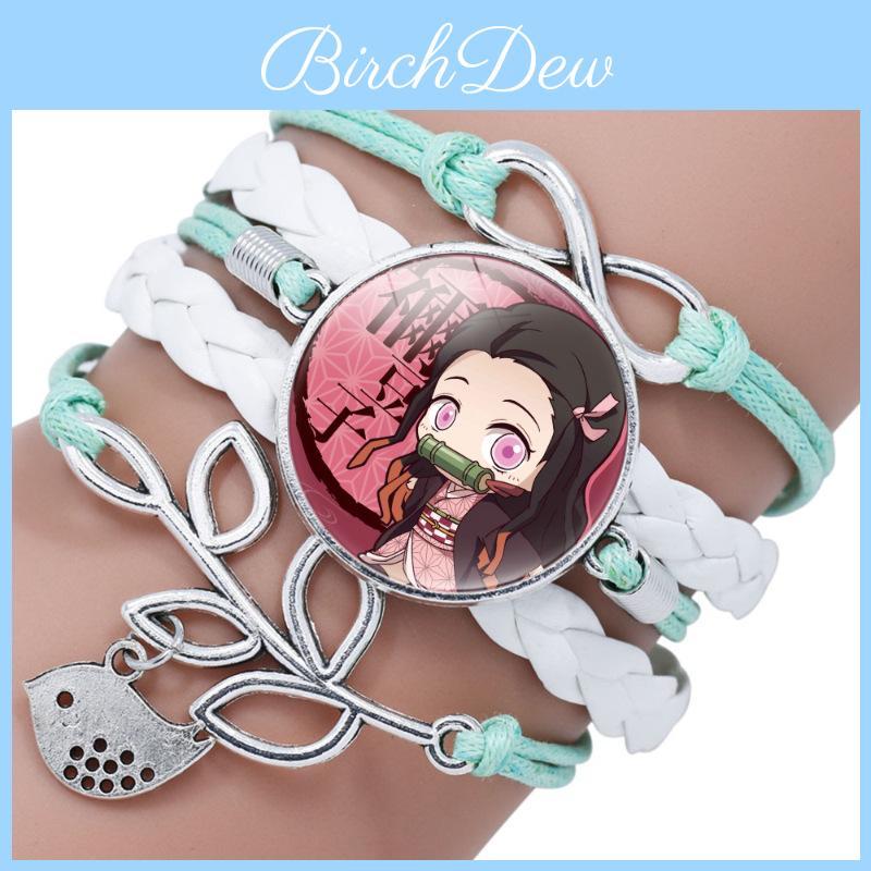 Trendy Demon Slayer Character Bracelet With Multilayered Leather And Cartoon Design