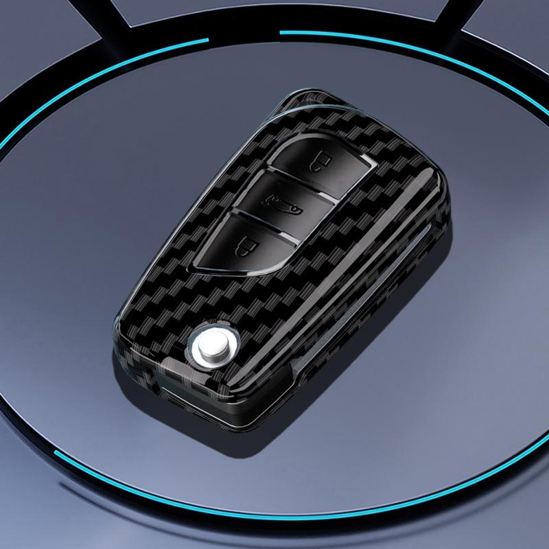 ABS Carbon 2 3 4 Buttons Car Key Case Cover For Toyota Hilux Corolla Avensis Prado Fortuner RAV4 CHR Shell Accessories