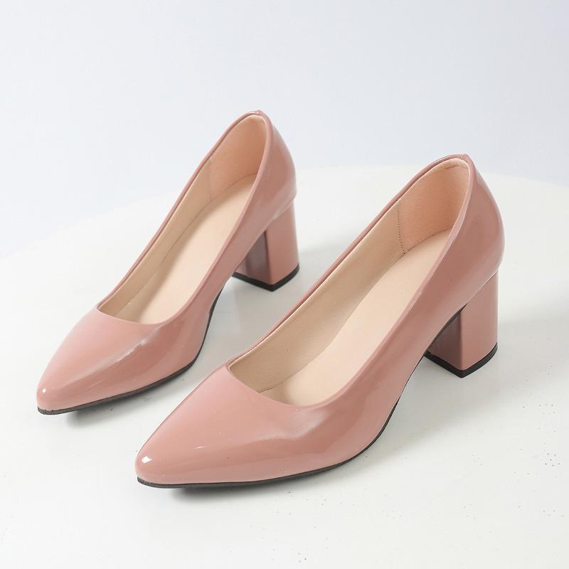 Zapatos Mary Jane de Tacón Grueso para Mujer Zapatos Planos Concisos sin Cordones Zapatos de Vestir Elegantes con Punta Afilada para Mujer Zapatos de Salón de Cuero para el Trabajo