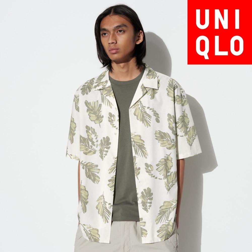 

Рубашка с открытым воротником Uniqlo Print, короткий рукав C