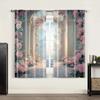 2pc,  Romantic Valentine's Day Party Window Curtains Fresh and Colorful Rose Versatile Fabric,Without Electricity Spring Party &