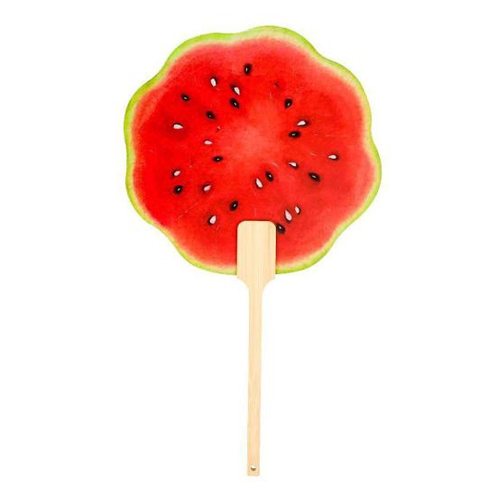 1/2Pcs Watermelon Fan with Wooden Long Handle, Lightweight Decorative Round Hand Fan, Outdoor Portable Summer Cooling Fan