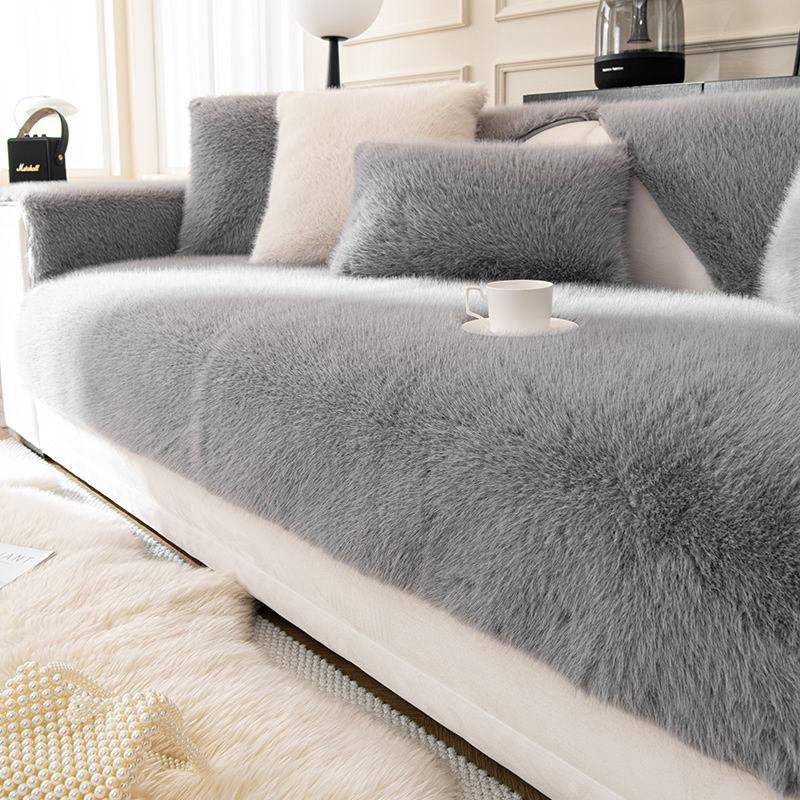 1pc French Thickened Plush Sofa Slipcover, Sofa Cover, Anti-Cat Scratch Couch Cover Furniture Protector For Bedroom Office Living Room Home Decor
