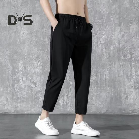 Pantaloni de vară pentru bărbați, cu buzunare întărite, cu cordon în talie, design casual, culoare solidă, pantaloni drepți