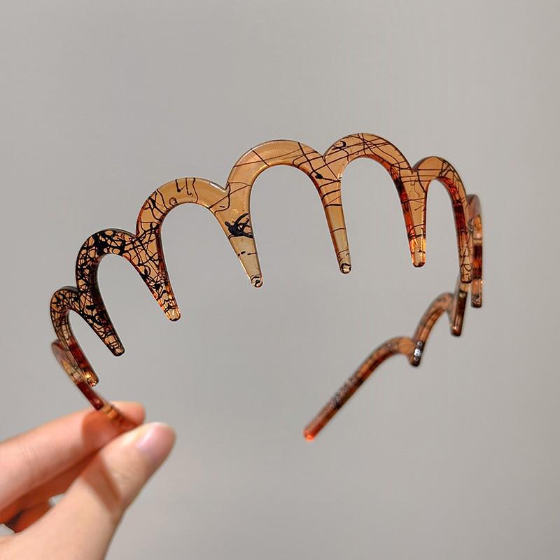 Koreanischer minimalistischer Acryl-Haarreif mit Leopardenmuster in U-Form zum Gesichtwaschen - Nischendesign, hochwertiges Gefühl Haaraccessoire.