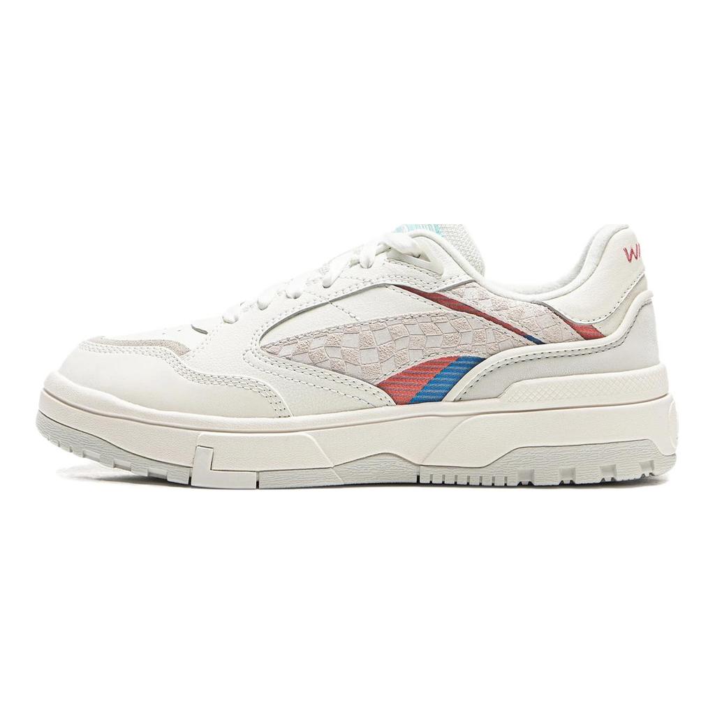 Li Ning Weiwulow Fleece Retro Comfortable Wear-Resistant Lightweight Low-Top Skate Shoes Women sneaker White Gray AGCV264-1