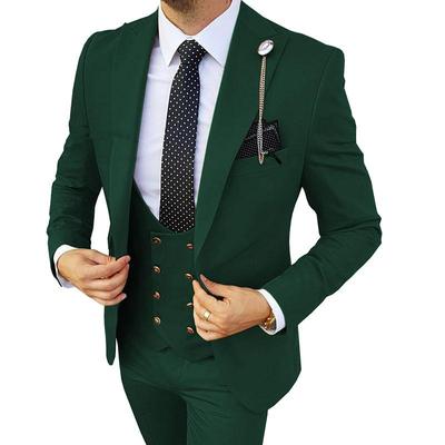 Blazer verde scuro Imposta abiti Ropa Hombre Business Wedding Party Groomsmen Fit Tuxedo Costume Host Abito da uomo Regular 3 pezzi Set Giacca + Pantaloni + Gilet