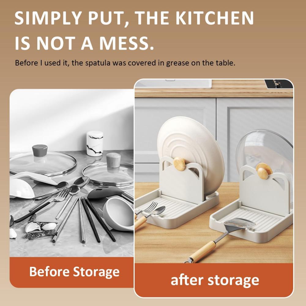 Kitchen Counter Spoon Rack - Pot Lid Rack and Spoon Rack - Multi-purpose Small Tools To Keep the Countertop Clean - Silicone Rac