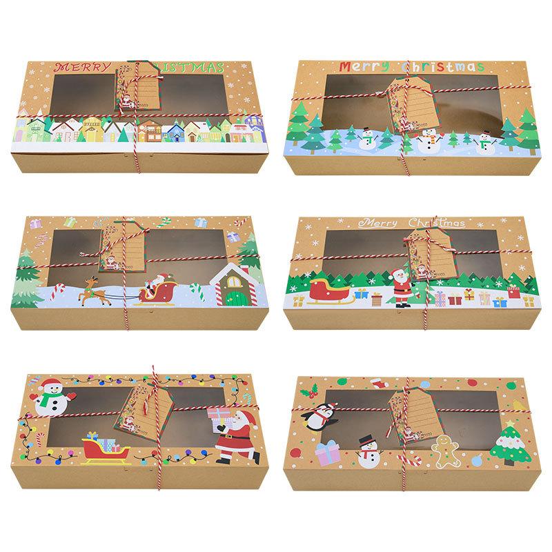 Christmas Kraft Biscuit Box Pvc Window Candy Box Creative Christmas Gift Carton