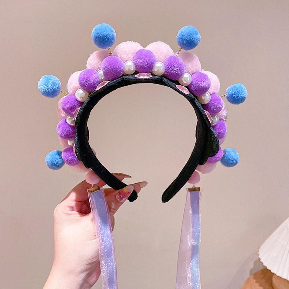 Pearl Beijing Opera Headband Tang Suit Hair Hoop Hanfu Headwear Chinese New Year Headwear  Girls