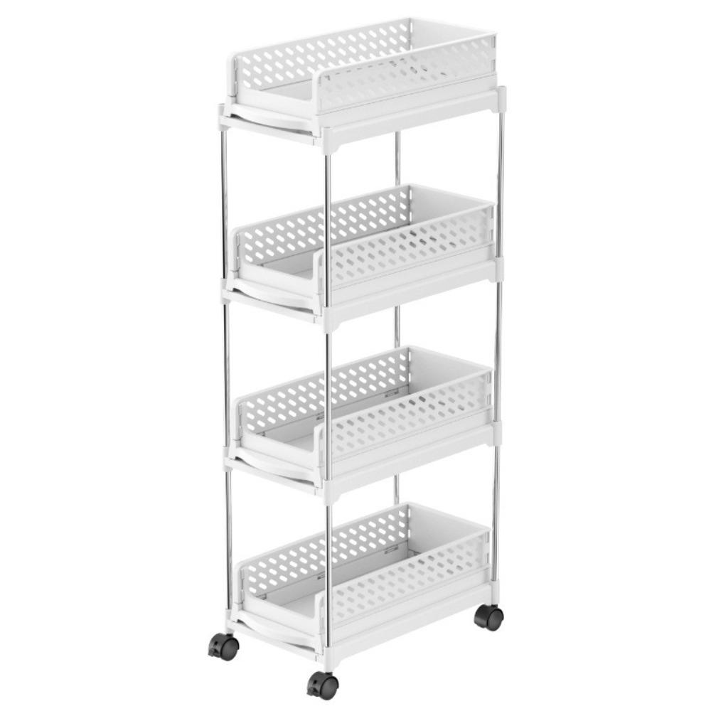 Pull-Out Design Mobile Storage Rack Tiered Structure Space-Saving Wheeled Organizer Multi-Layer Large Capacity