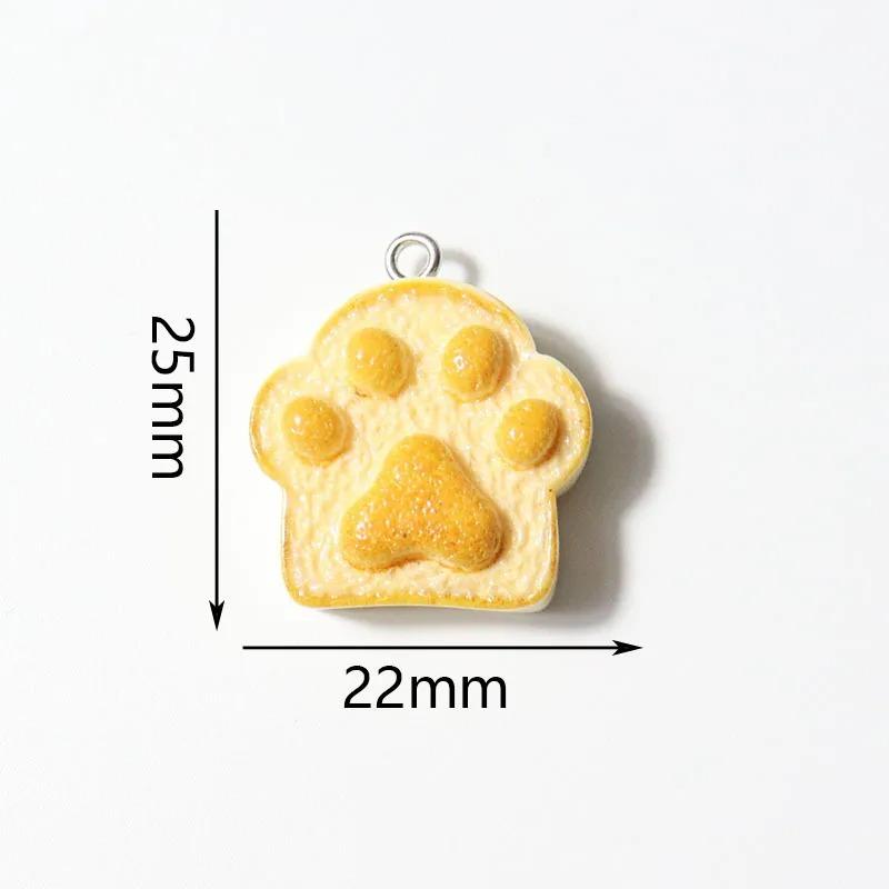 10Pcs Heart Bear Cat Animal Toast Bread Shape Charms Resin Claws Food Pendant For DIY Earring Necklace Keychain Jewelry Making