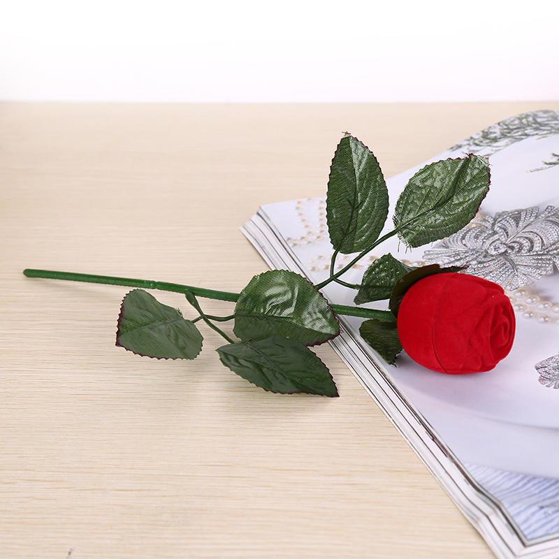 Pop 1Pc Red Rose Flower Velvet Jewelry Storage Box Engagement Ring Box