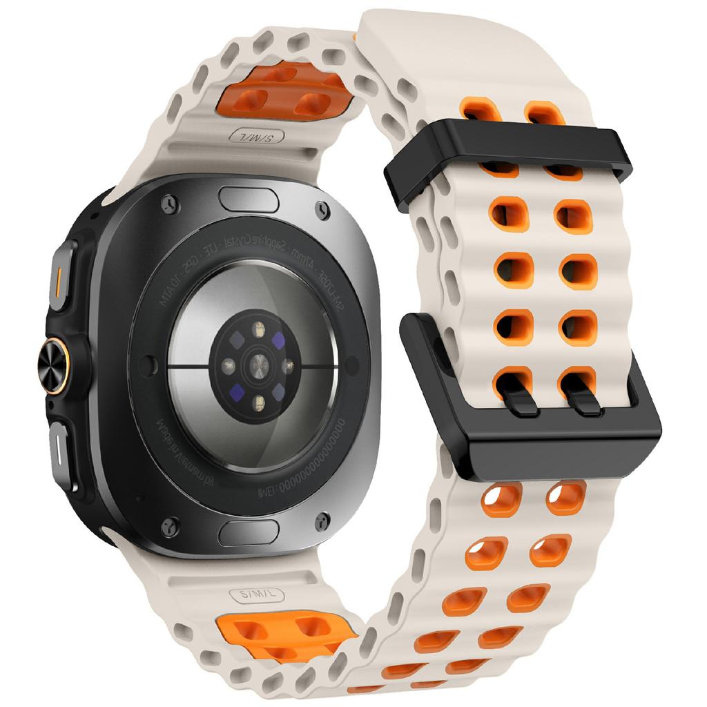 KALEBOL For Samsung Galaxy Watch Ultra 47mm Silicone Watch Band Dual Color Ocean Wrist Strap