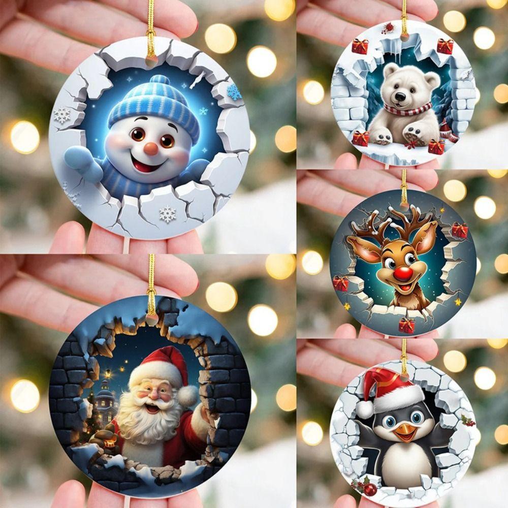 Elk Christmas Break Through Ornament 2D 2D Acrylic Hanging Ornaments  Party Props