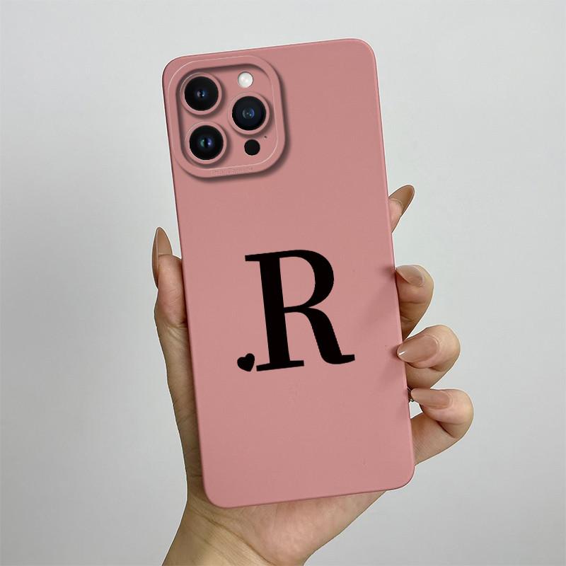For iPhone 13 Pro Max Case iPhone 13 Pro Cover Cute Couple Initial Letters Square Skin Phone Case Matte Shockproof Back Cover