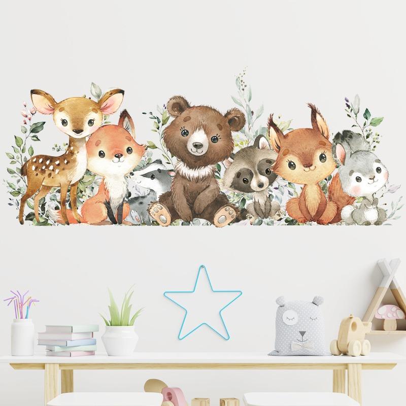 1Pc Cartoon Cute Bear Deer Smiling Animal Wall Stickers for Bedroom Living Room Nursery Decoration Wall Decals Kids Room Decor