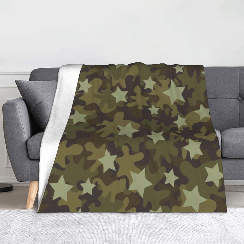 Tree Camouflage Fleece Throw Blankets Hunting Camouflage Pattern Blankets for Bed Travel Soft Plush Thin Quilt