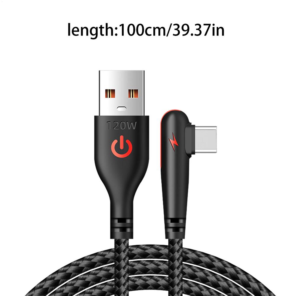 

Type C Charger Fast Charging Cord 120W Braided Right Angle USB C Cable USB C Cable Right Angle USB C Charging Cable Efficient чёрный