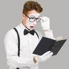 Halloween Bookish Costume Accessories Adjustable Men Brace with Bowtie Eyeglasses for Men Women Halloween Masquerade