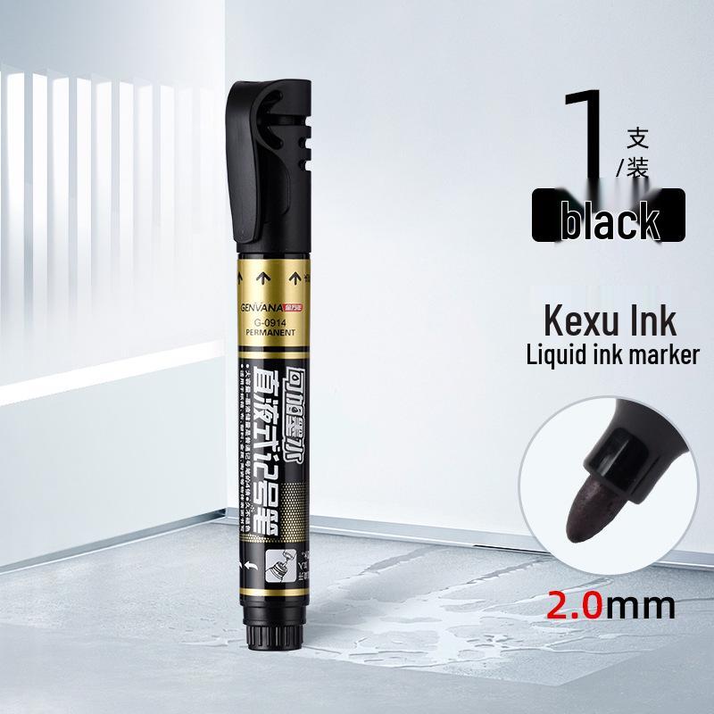 Jin Wan Nian Large-Capacity Direct-Fill Black Oil-Based Marker with Press-Activated Thick Tip