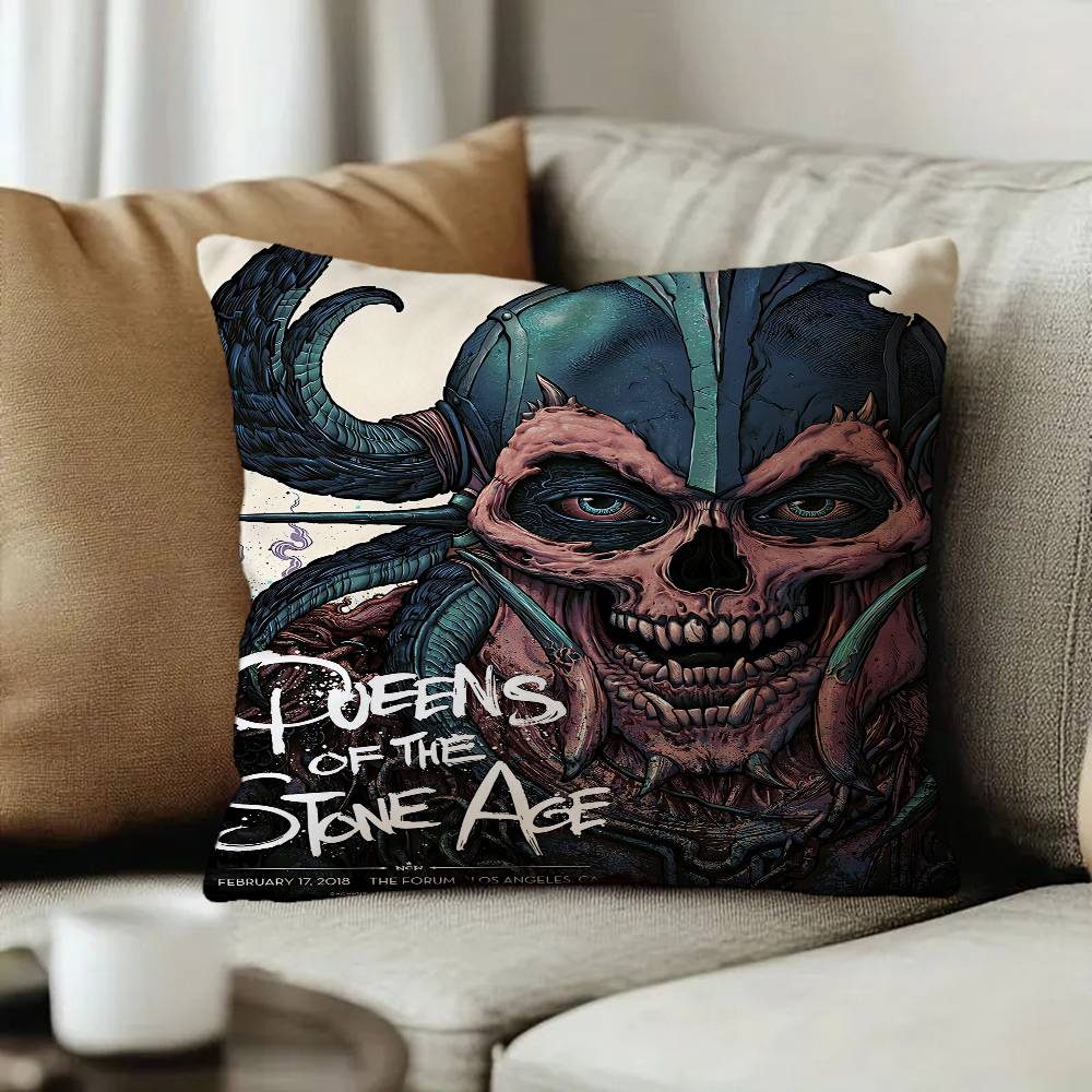 Band QQueens Of The Stone Age Office Cushion Pillowcase Car Cushion CoverXCM Lumbar Pillowcase Sofa Pillowcover