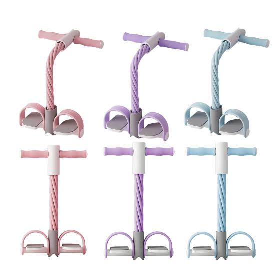 4/6-Tube Pedal Puller Resistance Band with Handle TPE Elastic Yoga Sit-up Pull Rope Men Women Pedal Tensioner Exerciser Workout Equipment
