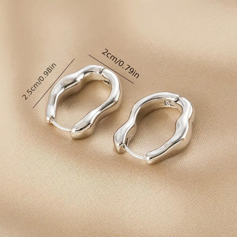 Minimalist Wavy Earrings! Gold and Silver Two-Color Stereo Line Design, Fashionable and Versatile,