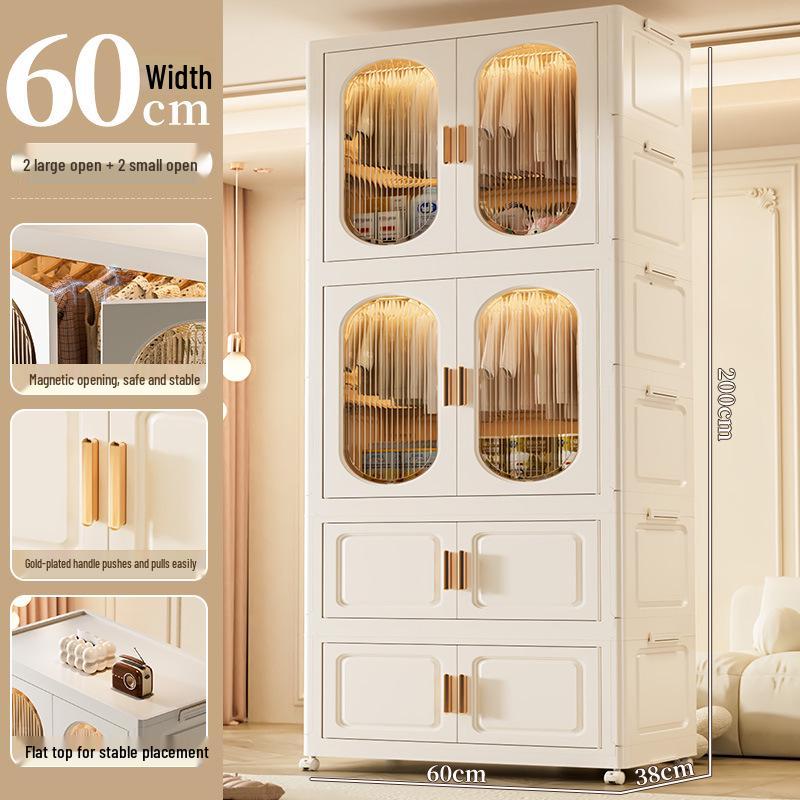 Children's Toy Storage Cabinet: Movable Multi-layer Thickened Wardrobe with Folding Shelves for Home and Bedroom