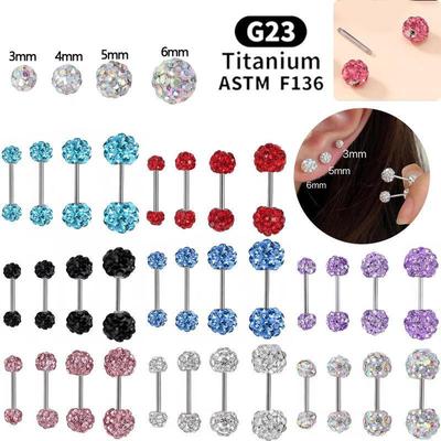 G23 Titanová slitina Tyč Diamantová kulička Šroub Náušnice na piercing ušní kosti