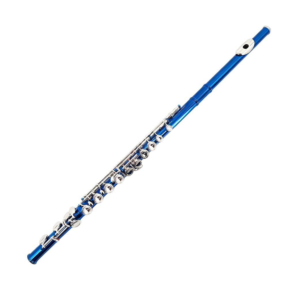 WUQIMUSC 16-Key Closed-Hole C Flute Instrument - BeginnerStudent Flute, Easy-to-Play and Durable Design, Includes Carrying Case, Cleaning Kit, and