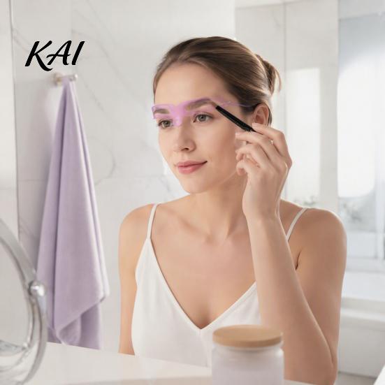 Easy Brow Shaping Tool 1/2 Sets Eyebrow Stencil Kit, 8 Shape Template with Handle & Non Slip Headband, Reusable Drawing Guide Tools for Women Beginner