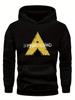 Schwarzer Hoodie in Übergröße mit "SOMMAR SOLSTAND" Grafik - Gelbes Dreieck Design
