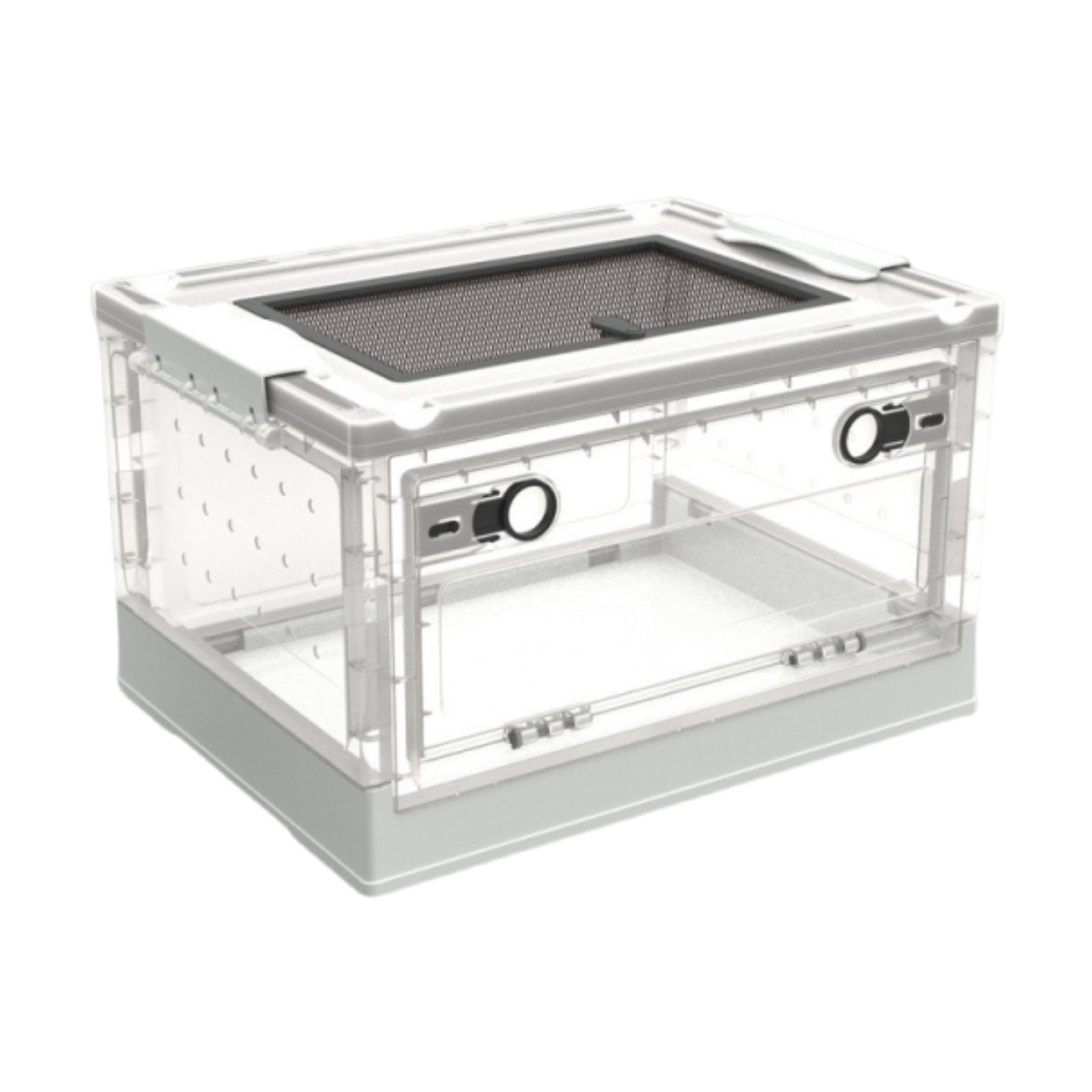 Прозрачный ПЭТ Террариум для рептилий Раздвижная дверь Среда обитания Сетчатый верх Складной аквариум для геккона черепахи Настольный инкубатор